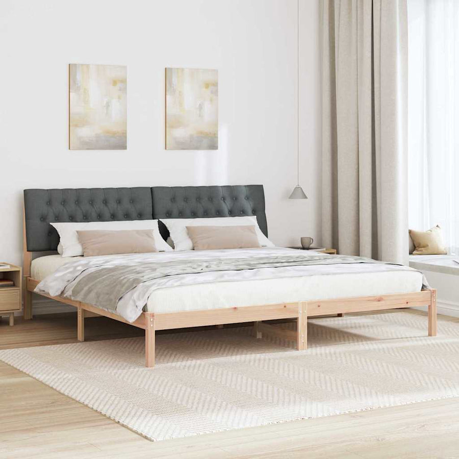 Bedframe met Gevoerd Hoofdgedeelte Bruin 200 x 200 cm
