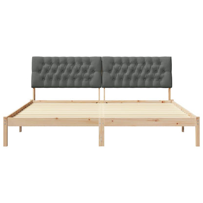Bedframe met Gevoerd Hoofdgedeelte Bruin 200 x 200 cm