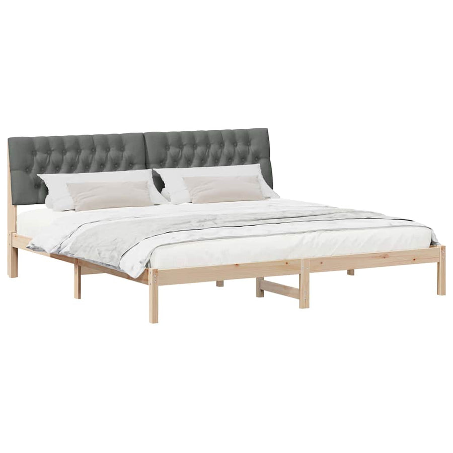 Bedframe met Gevoerd Hoofdgedeelte Bruin 200 x 200 cm