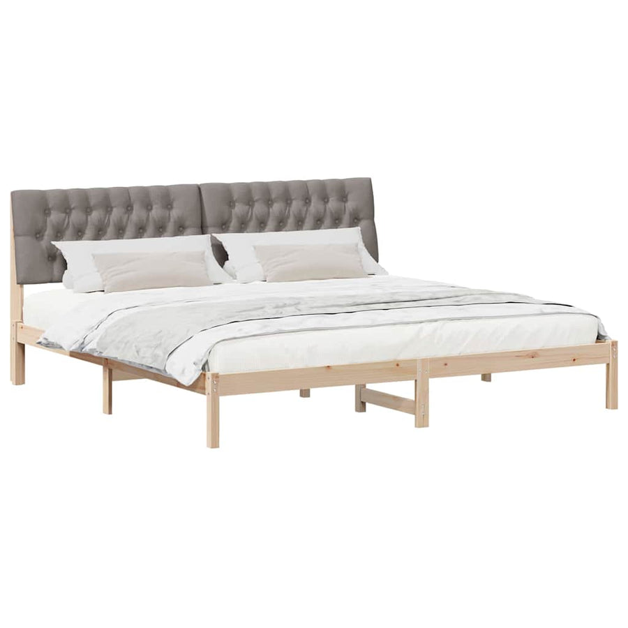 Bedframe met Gevoerd Hoofdgedeelte Bruin 200 x 200 cm