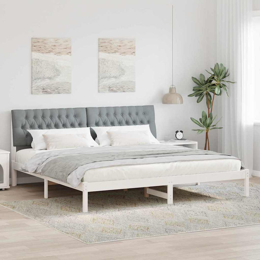 Bedframe met Gevoerd Hoofdgedeelte Wit 200 x 200 cm