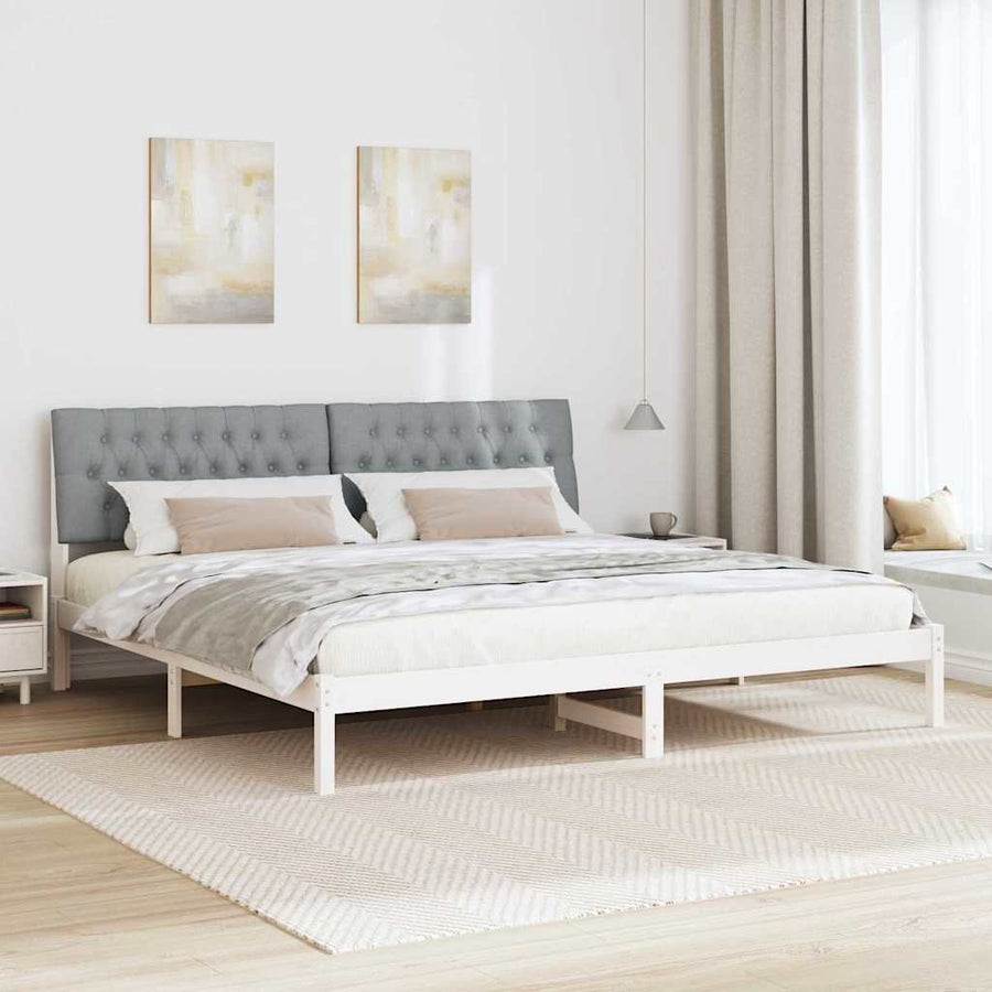 Bedframe met Gevoerd Hoofdgedeelte Wit 200 x 200 cm