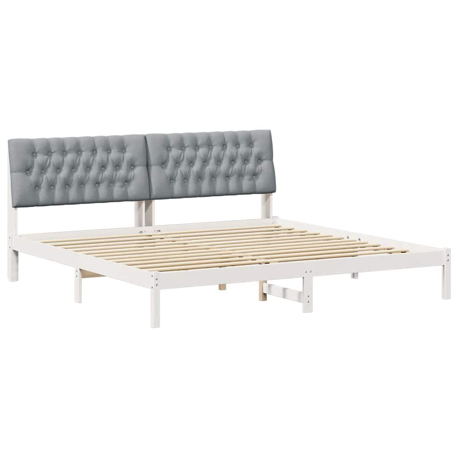 Bedframe met Gevoerd Hoofdgedeelte Wit 200 x 200 cm
