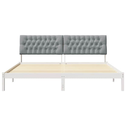 Bedframe met Gevoerd Hoofdgedeelte Wit 200 x 200 cm