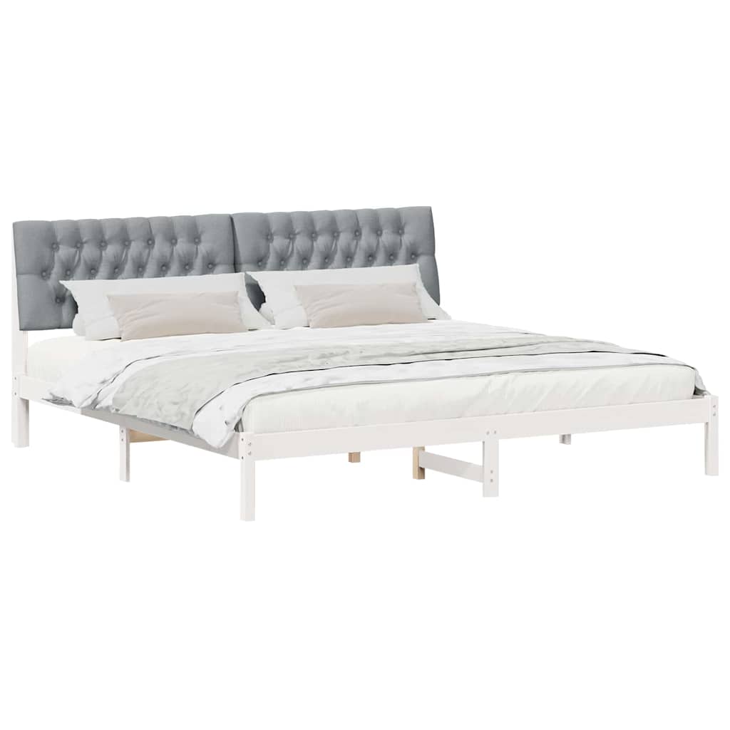 Bedframe met Gevoerd Hoofdgedeelte Wit 200 x 200 cm