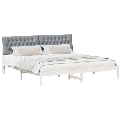 Bedframe met Gevoerd Hoofdgedeelte Wit 200 x 200 cm