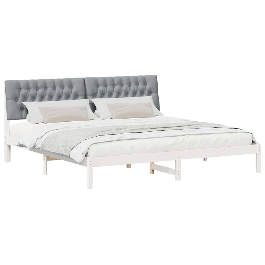 Bedframe met Gevoerd Hoofdgedeelte Wit 200 x 200 cm