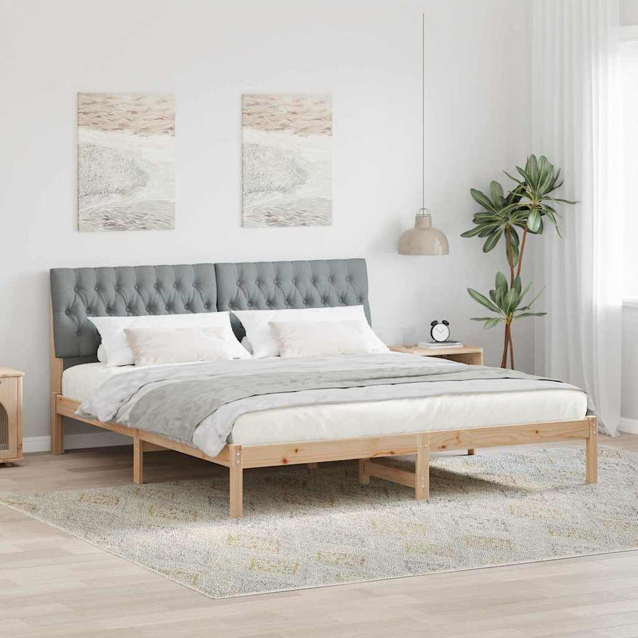 Bedframe met Gevoerd Hoofdgedeelte Bruin 180 x 200 cm