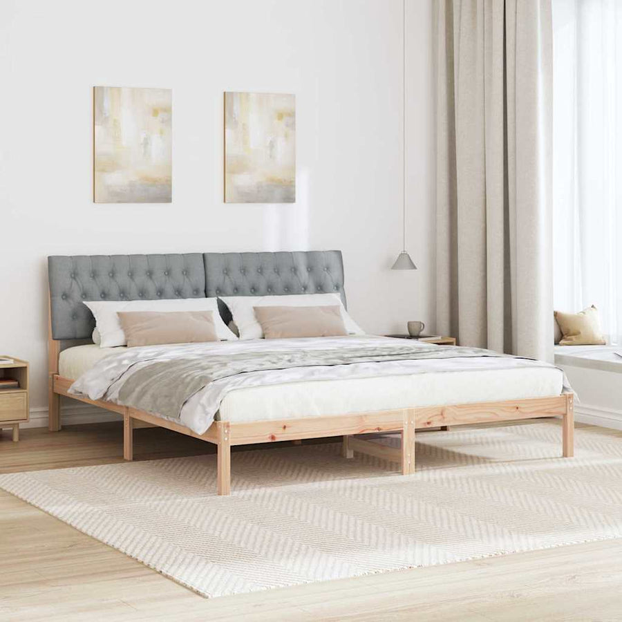 Bedframe met Gevoerd Hoofdgedeelte Bruin 180 x 200 cm