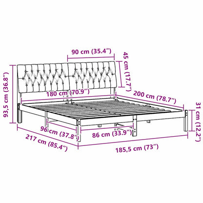 Bedframe met Gevoerd Hoofdgedeelte Bruin 180 x 200 cm