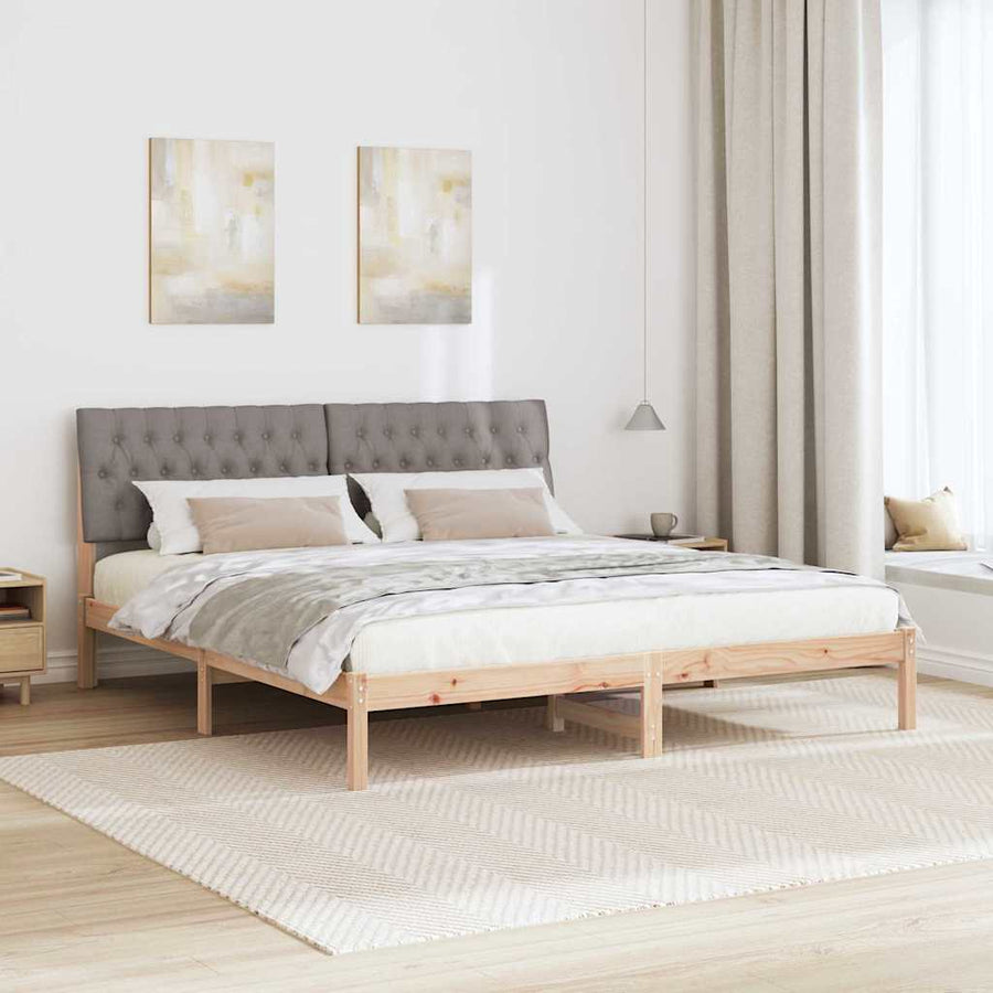 Bedframe met Gevoerd Hoofdgedeelte Bruin 180 x 200 cm