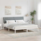 Bedframe 180x200 cm massief grenenhout wit gevoerd hoofdbord