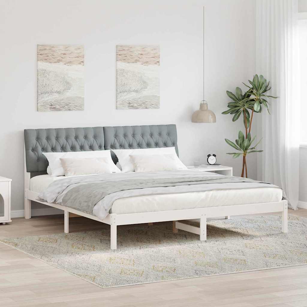 Bedframe met Gevoerd Hoofdgedeelte Wit 180 x 200 cm