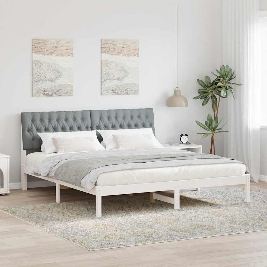 Bedframe met Gevoerd Hoofdgedeelte Wit 180 x 200 cm