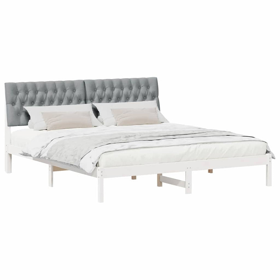Bedframe met Gevoerd Hoofdgedeelte Wit 180 x 200 cm