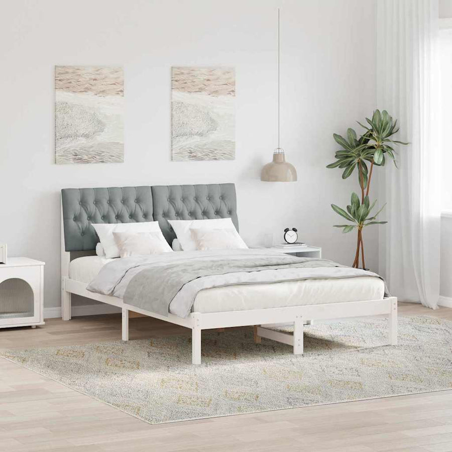 Bedframe met Gevoerd Hoofdgedeelte Wit 160 x 200 cm
