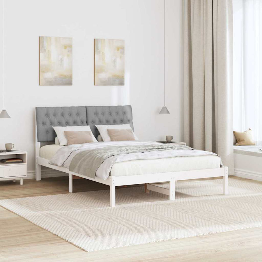 Bedframe met Gevoerd Hoofdgedeelte Wit 160 x 200 cm