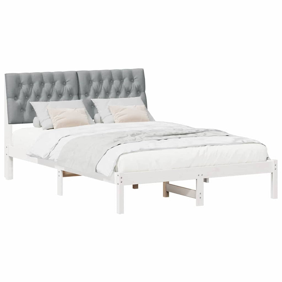 Bedframe met Gevoerd Hoofdgedeelte Wit 150 x 200 cm