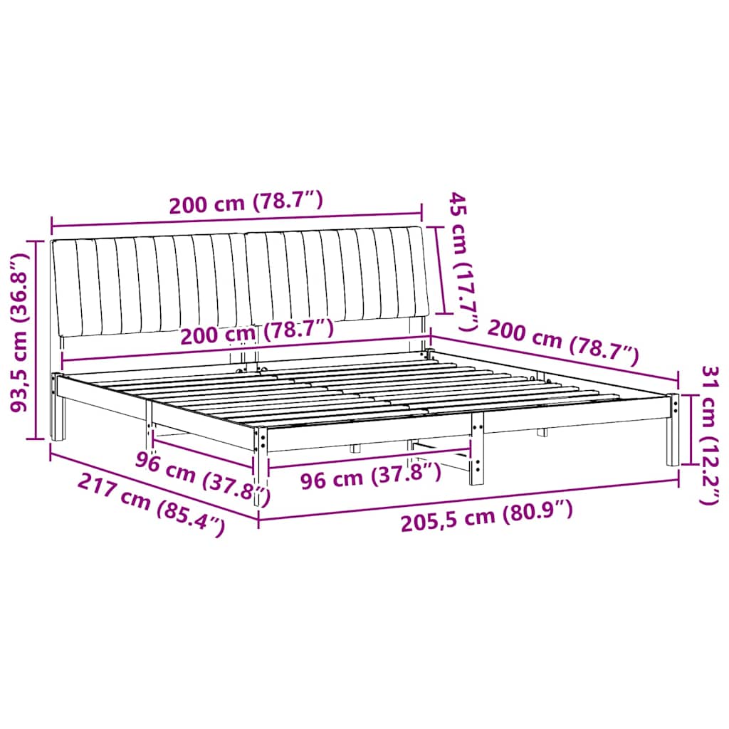 Bedframe met hoofdeinde Bruin 200 x 200 cm Stof