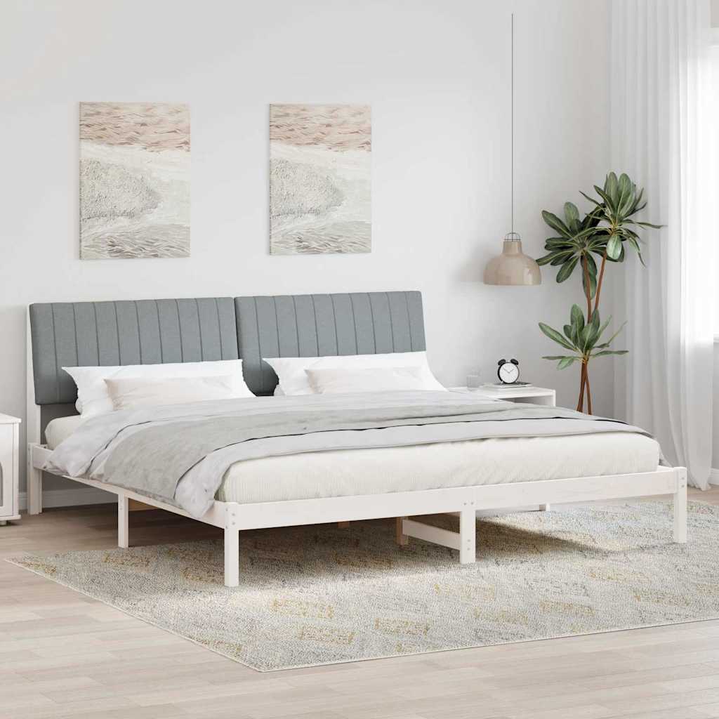 Bedframe met hoofdeinde Wit 200 x 200 cm Stof