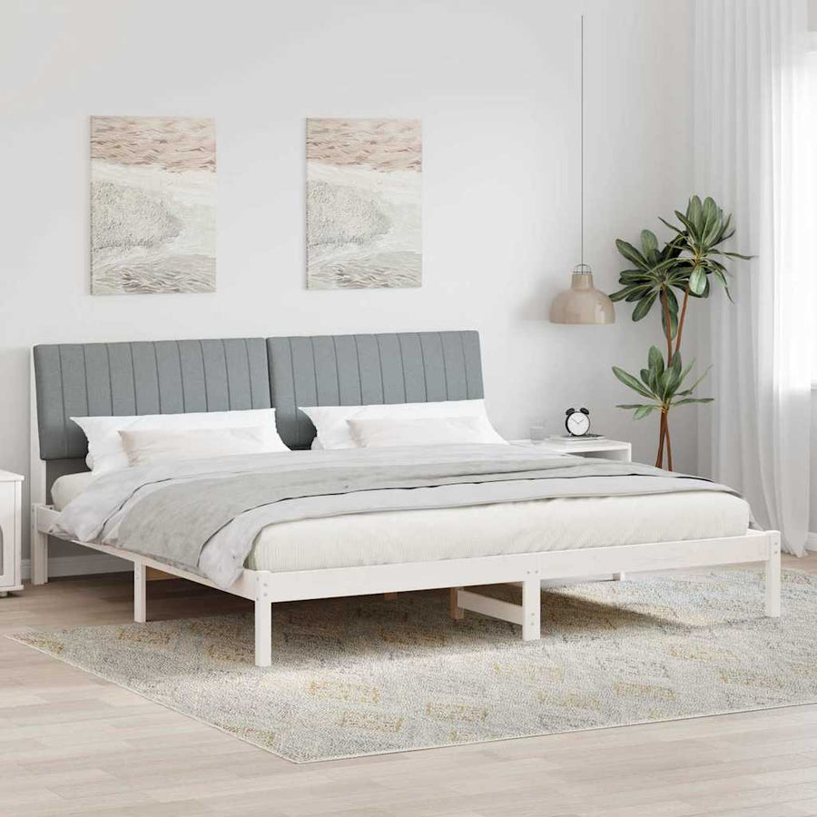 Bedframe met hoofdeinde Wit 200 x 200 cm Stof