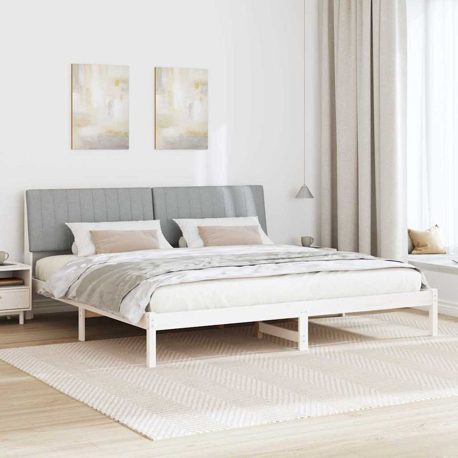 Bedframe met hoofdeinde Wit 200 x 200 cm Stof