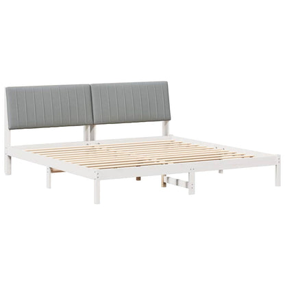 Bedframe met hoofdeinde Wit 200 x 200 cm Stof