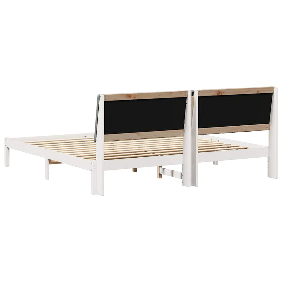 Bedframe met hoofdeinde Wit 200 x 200 cm Stof