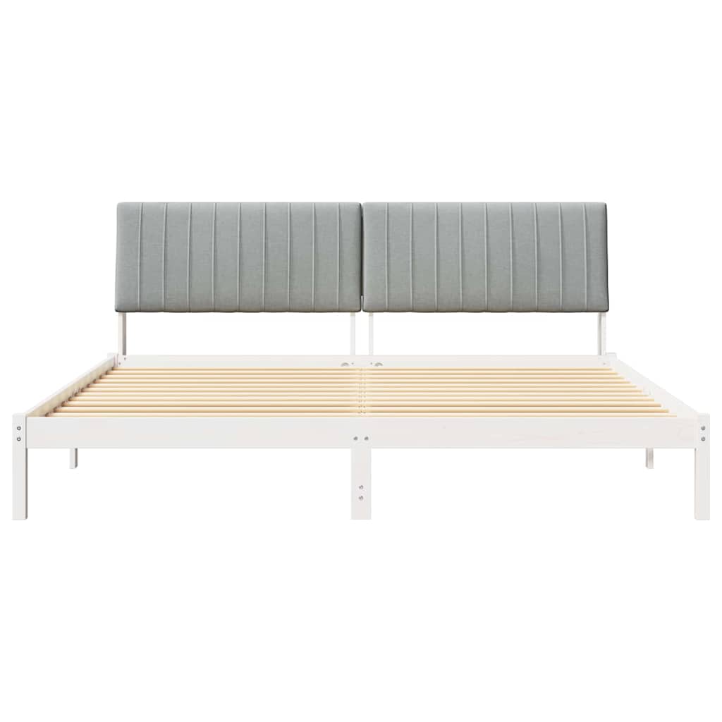 Bedframe met hoofdeinde Wit 200 x 200 cm Stof