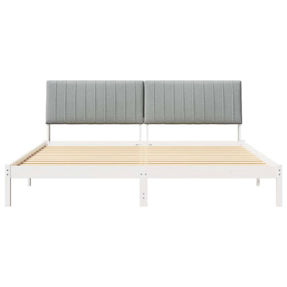 Bedframe met hoofdeinde Wit 200 x 200 cm Stof