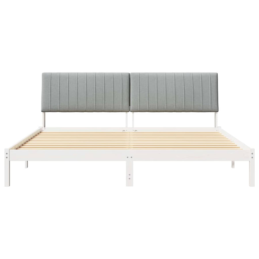 Bedframe met hoofdeinde Wit 200 x 200 cm Stof