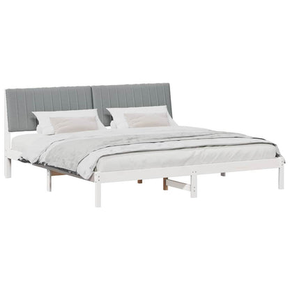 Bedframe met hoofdeinde Wit 200 x 200 cm Stof