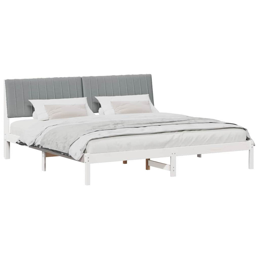 Bedframe met hoofdeinde Wit 200 x 200 cm Stof