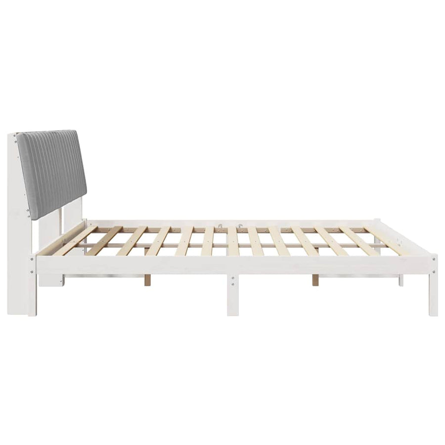 Bedframe met hoofdeinde Wit 200 x 200 cm Stof