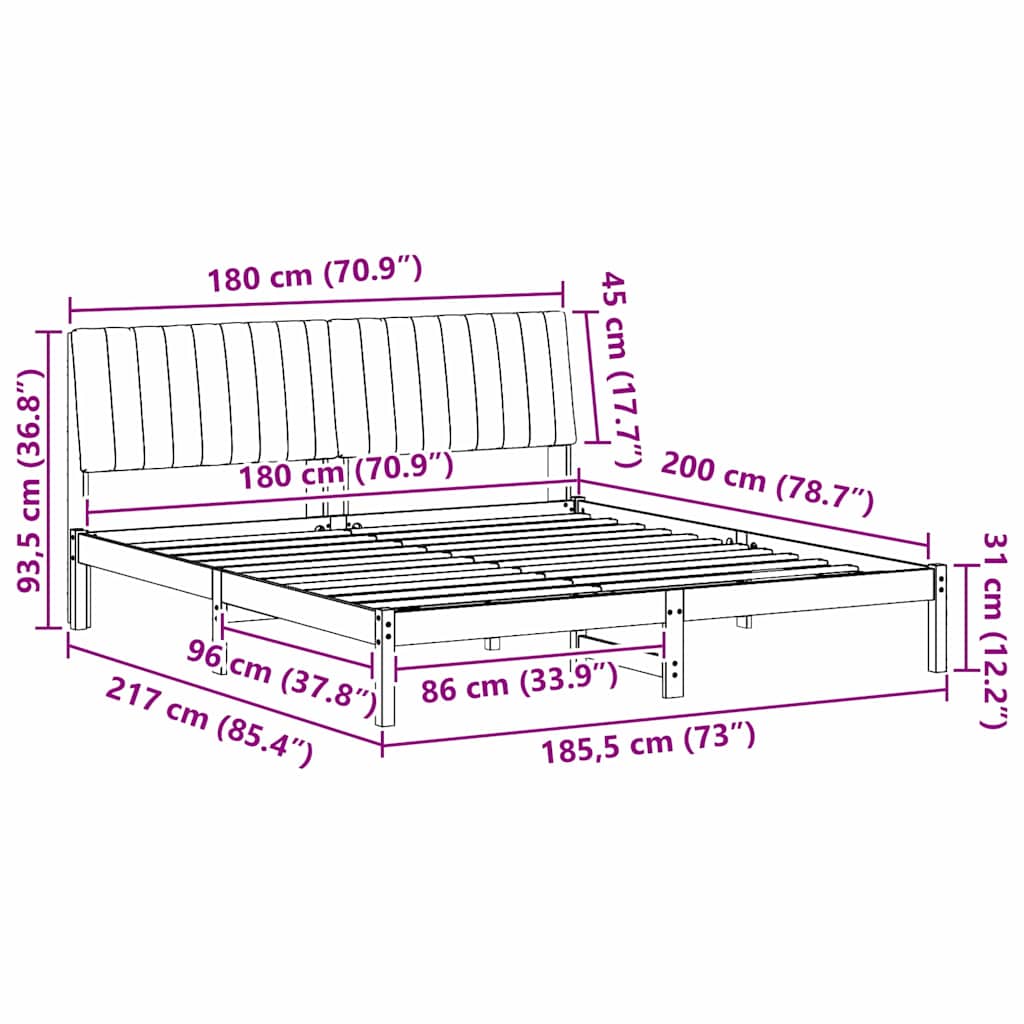 Bedframe met hoofdeinde Bruin 180 x 200 cm Stof