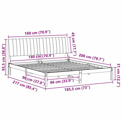 Bedframe met hoofdeinde Bruin 180 x 200 cm Stof