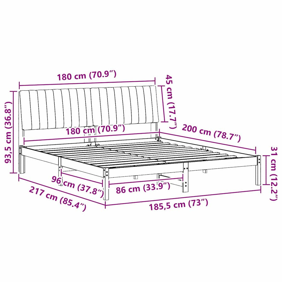 Bedframe met hoofdeinde Bruin 180 x 200 cm Stof