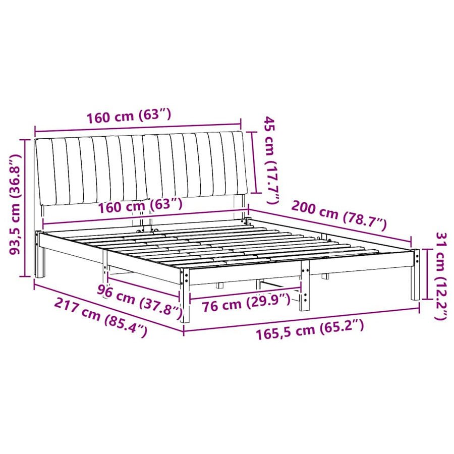 Bedframe met hoofdeinde Bruin 160 x 200 cm Stof