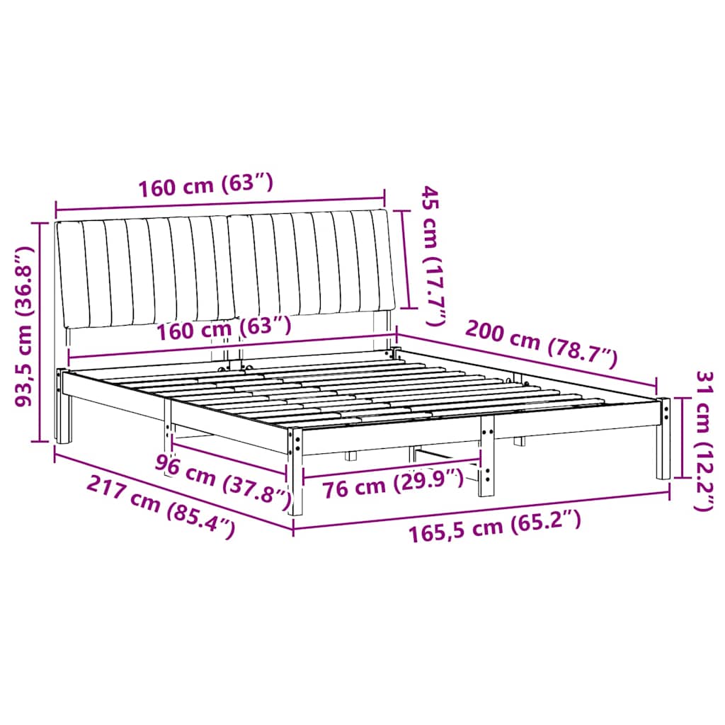 Bedframe met hoofdeinde Bruin 150 x 200 cm Stof