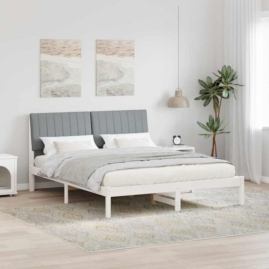 Bedframe met hoofdeinde Wit 150 x 200 cm Stof