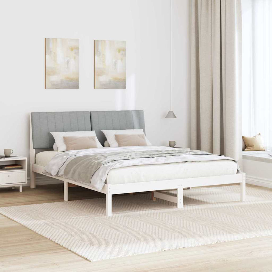 Bedframe met hoofdeinde Wit 150 x 200 cm Stof