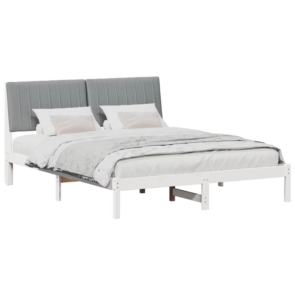 Bedframe met hoofdeinde Wit 150 x 200 cm Stof