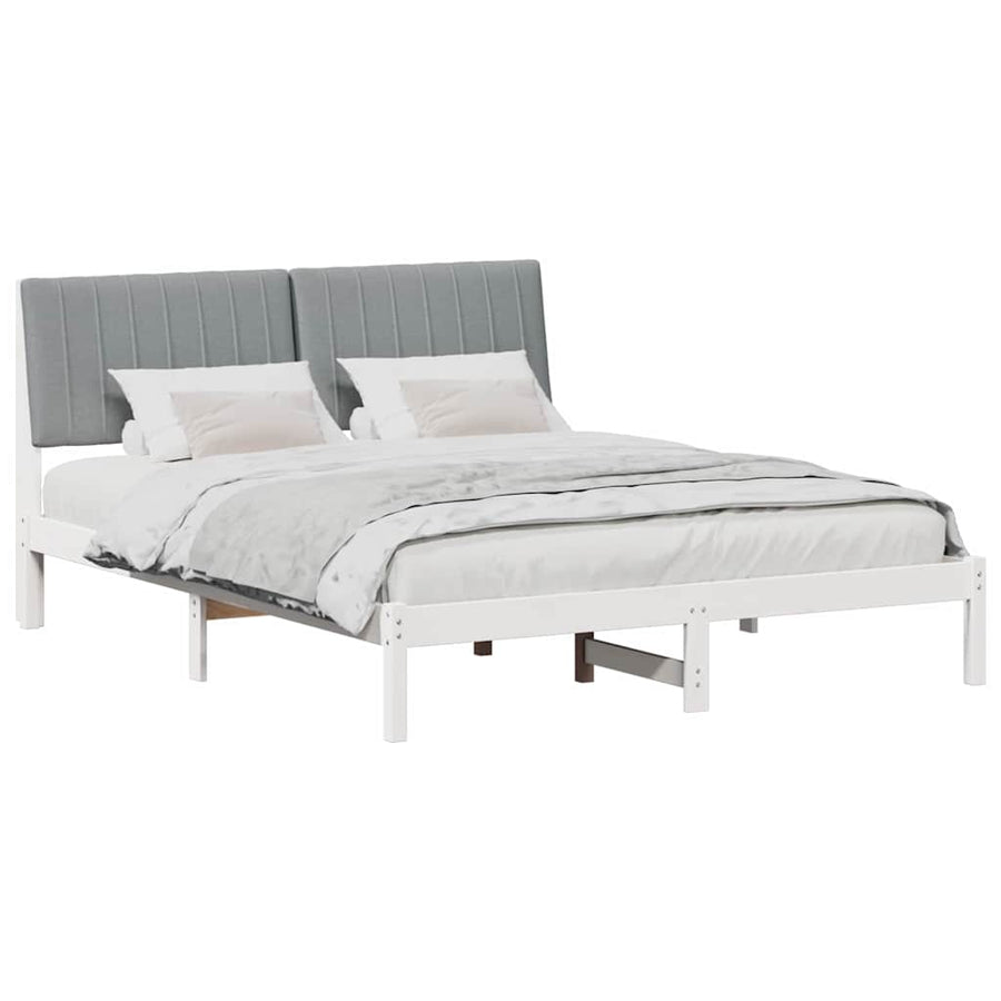 Bedframe met hoofdeinde Wit 150 x 200 cm Stof