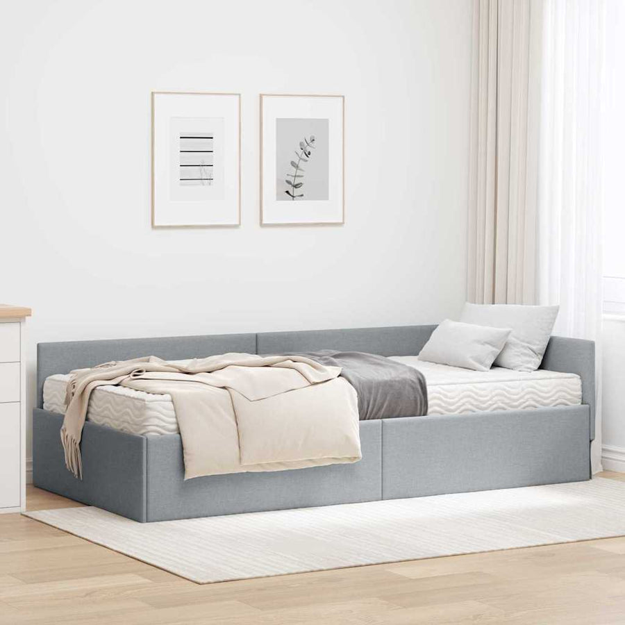 Hoekbedframe Met Matras Anders 2 Pcs Stof 80 x 200 cm Lichtgrijs