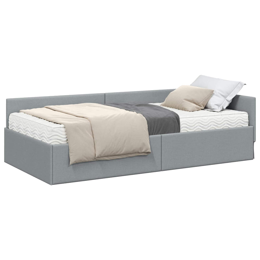 Hoekbedframe Met Matras Anders 2 Pcs Stof 80 x 200 cm Lichtgrijs