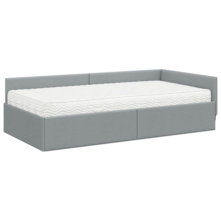 Hoekbedframe Met Matras Anders 2 Pcs Stof 80 x 200 cm Lichtgrijs