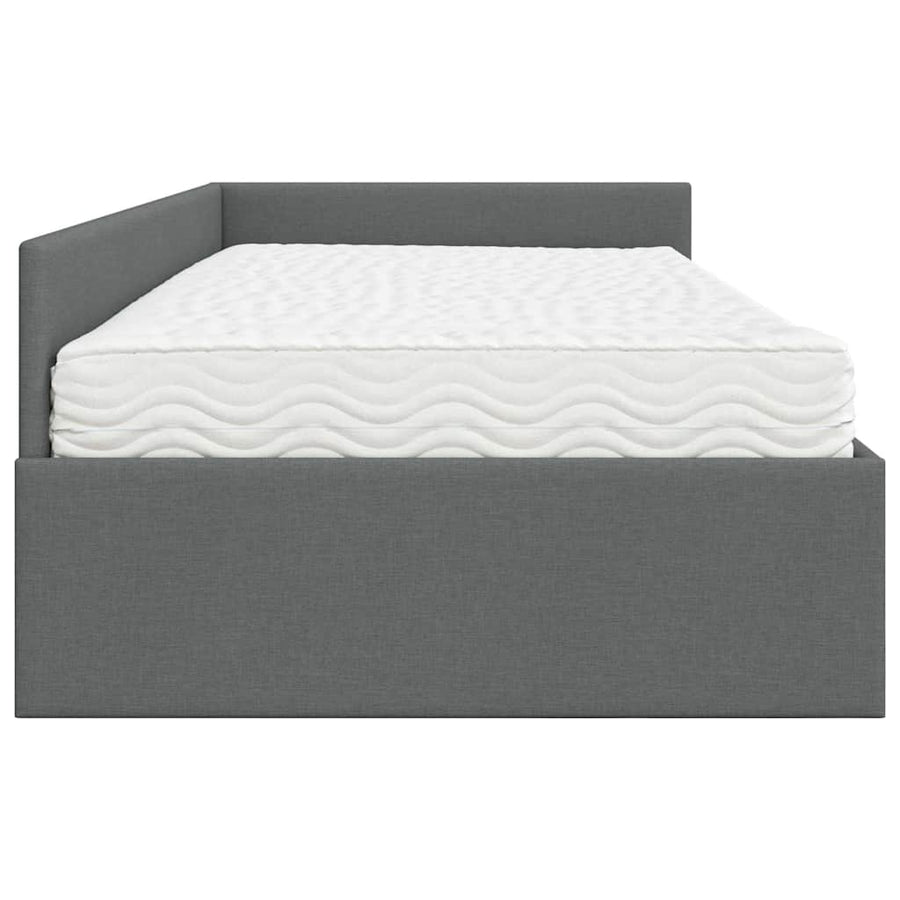 Hoekbedframe Met Matras Anders Met Hoofdeinde 2 Pcs Grijs Stof 80 x 200 cm Donkergrijs