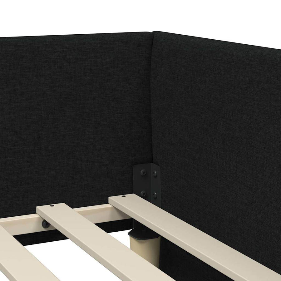 Hoekbedframe Met Matras Anders Met Hoofdeinde 2 Pcs Stof 80 x 200 cm Zwart