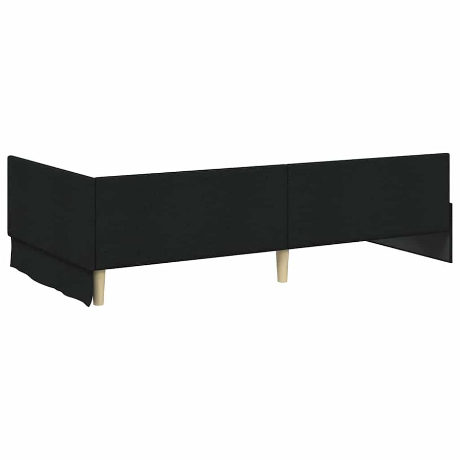 Hoekbedframe Met Matras Anders Met Hoofdeinde 2 Pcs Stof 80 x 200 cm Zwart