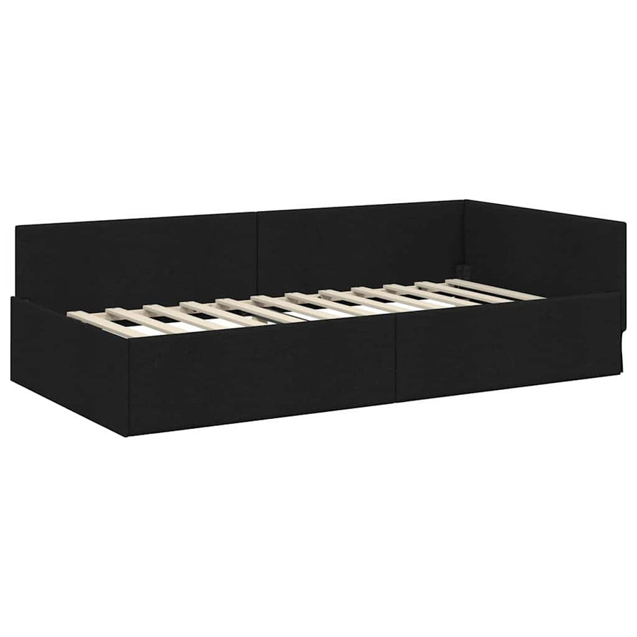 Hoekbedframe Met Matras Anders Met Hoofdeinde 2 Pcs Stof 80 x 200 cm Zwart
